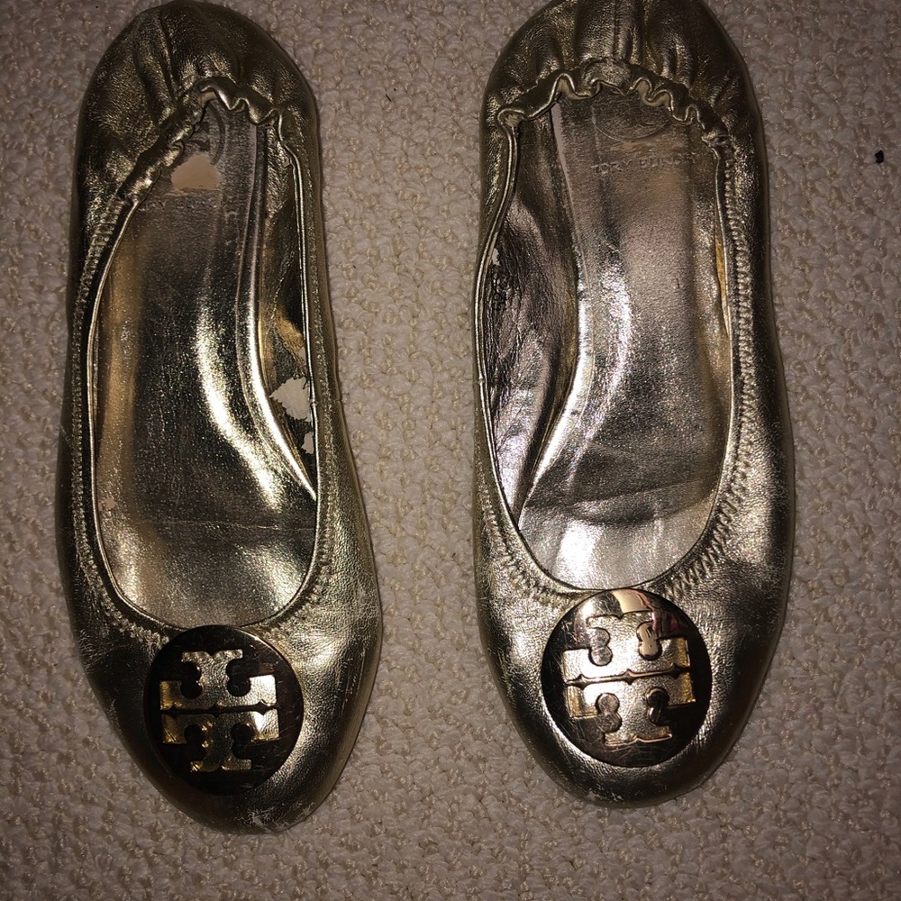 Gold Tory Burch Flats